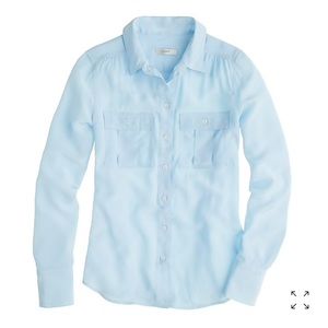JCrew silk blythe shirt, mint green, size 4.
